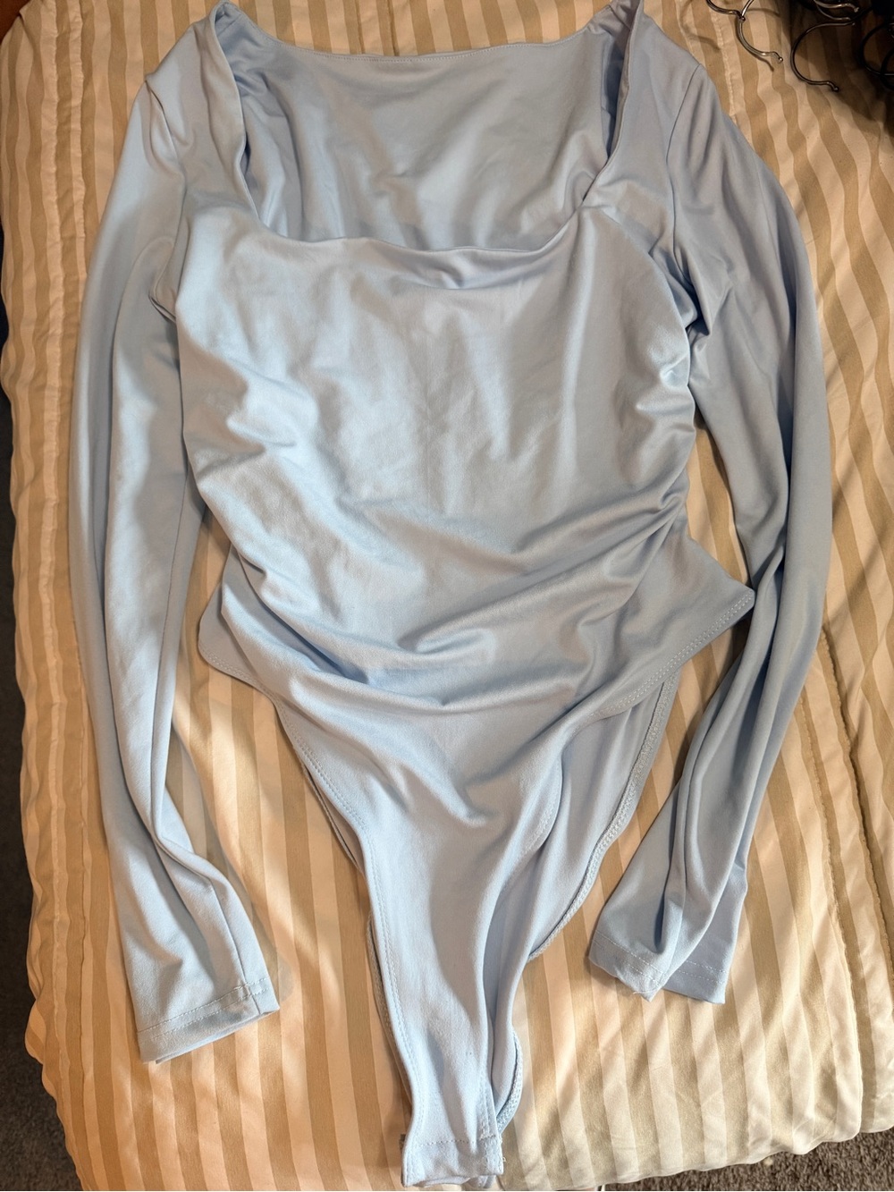Light Blue Long-Sleeve Bodysuit Top